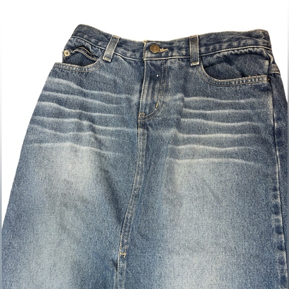 Rave r2r split slit jean skirt size 5 y2k vintage womens western denim - Picture 2 of 8